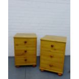 A pair of contemporary three drawer bedside cabinets, 68cm x 45cm (2)