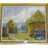 Ethel Rawlins The Fieldway at Ditchling Oil-on-Canvas, in a gilt wood frame 50cm x 40cm