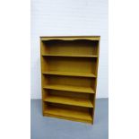 A contemporary open five shelf bookcase, 138cm x 90cm