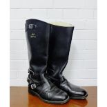 A pair of Lewis Leathers black boots, size 6, with sheepskin lining