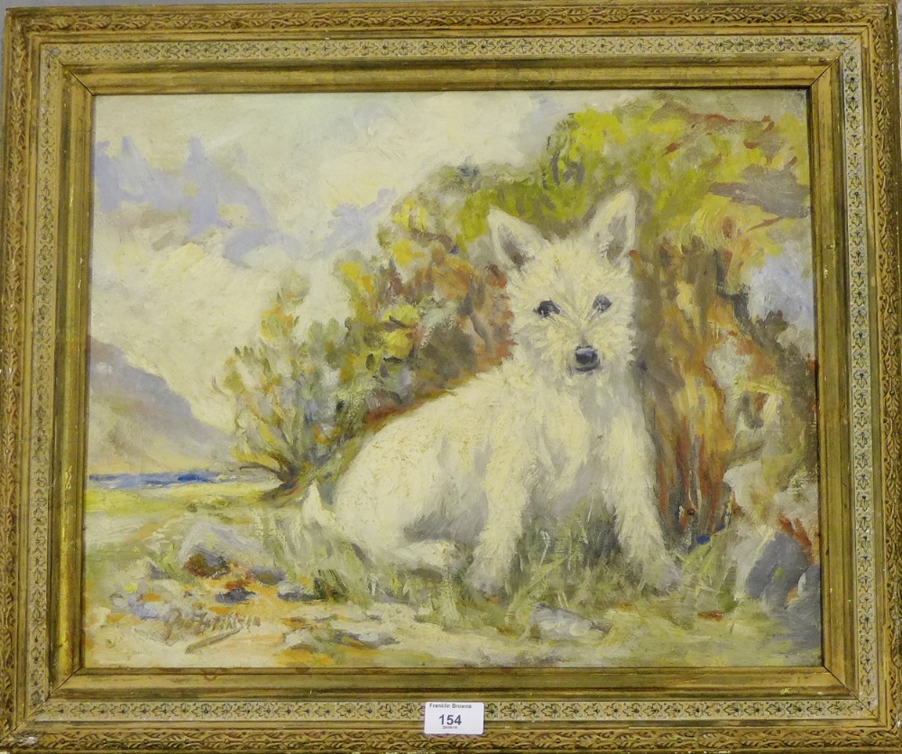 George Hutchison White Terrier Oil-on-canvas board signed, in a gilt wood frame, 49 x 39cm