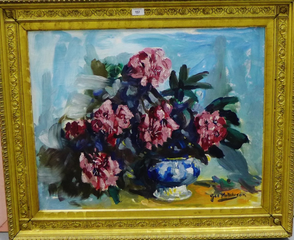 George Hutchison, Still Life of Flowers Oil-on-board Signed, in a gilt wood frame, 76 x 64cm