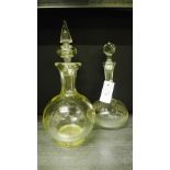 Two Globe & Shaft decanters and stoppers (2)