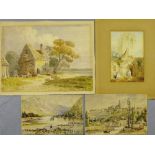 A collection of four small 19th century watercolours, all unframed, largest 27 x 20cm (4)