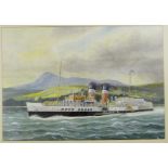 J.S. Carlile PS Waverley in Brodick Bay, Arran, watercolour, signed lower right and dated 5.1.91, in