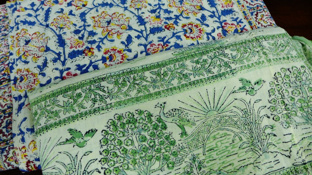 Two printed fabric table cloths (2)