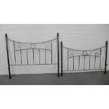 Patinated double metal bed ends complete with rails