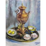 George Hutchison Still Life of a Tea Urn Oil-on-board, signed, unframed, 62 x 76cm