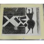 Contemporary School Black and white screen print, No.4/5, signed indistinctly and dated '88 in a