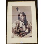 An Alexander Gardner silver print on paper of the Dakota Blue Native American Indian, in a glazed