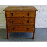 An oak three drawer chest, 76 x 76cm