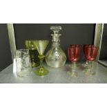 A collection of 19th century and later glass ware to include a Dr. Andrew Carnegie commemorative