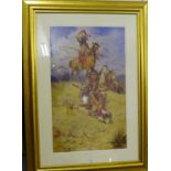 Charles Windfield Miller, pencil signed limited edition Indians print, in a glazed gilt wood