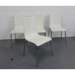 A set of four white leather chairs on chromed hair pin supports, 87 x 43cm (4)