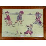 The Green, a framed Louis Wain cat golfing print in a glazed frame, 59 x 40cm