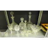 19th century and later glass wares to include two globe and shaft decanters and stoppers, a