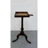 A 19th century mahogany urn stand, the square top with a crimpled frieze on tapering support and