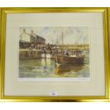 Casting Off Limited edition framed sturgeon, gilt framed print, No.308/850, 35 x 28cm