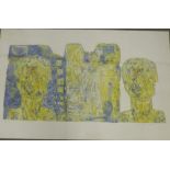 20th century school Abstract and textured screen print, No. 5/10, signed indistinctly in pencil '66,