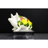 A Griselda Hill pottery pig painted with apples pattern, 16cm long