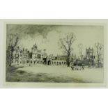 J.W. King Framed etching of 'St. John's College, Cambridge' signed in pencil, in a glazed frame,