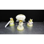 Royal Doulton Beatrix Potter figures to include Mr Toadflax, Poppy Eyebright and Primrose Woodmouse,