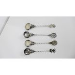 Four Maltese white metal souvenir spoons (4)