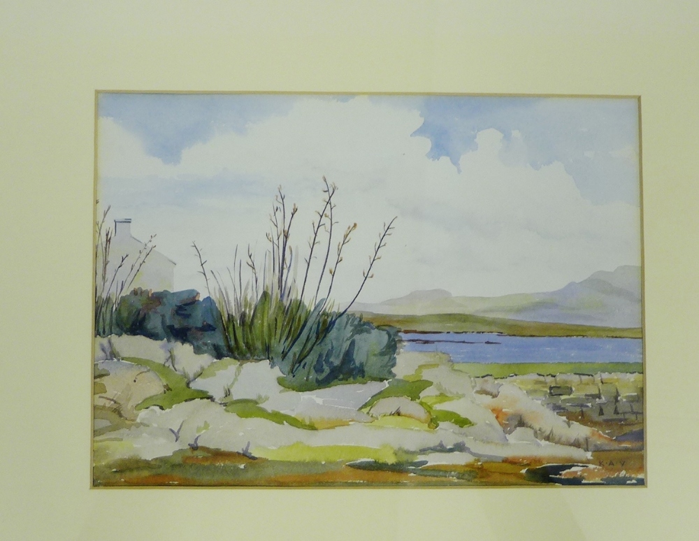 Connemara Landscape Watercolour, signed bottom right with monogram, inscribed and dated 1948,