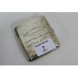 George V silver presentation cigarette case inscribed 'George Watson's College, Neil Darker