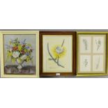 Framed botanical prints together with two others (3)