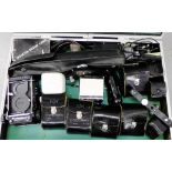 A Mamiya professional C330 vintage camera together with a quantity of camera equipment to include