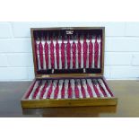 A mahogany cased canteen containing a twelve piece Walker & Hall Epns fish service