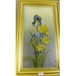 Still Life of Irises Oil-on-canvas, signed with initials A. McA, and dated 11/04.08, in a glazed