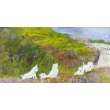 Lesley E. Gray 'Westie Family Acrylic-on-Canvas, unframed, 61 x 31cm