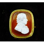 An early 19th century white glass on red agate intaglio Cameo portrait bust of George Home of