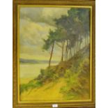 Major Jas. Baillie 'Brown Heath and Shaggy Wood - Cromarty' Oil-on-Board, signed, in a gilt wood egg