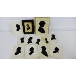 A collection of twelve 19th century silhouette miniatures, one bearing a label verso for Master