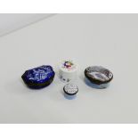 A collection of enamelled patch boxes to include 'accept this as a token of my esteem', 'The