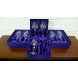 Four boxed sets of Edinburgh Crystal wine glasses (a lot)