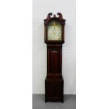 A 19th century Scottish mahogany long case clock the painted dial with Roman numerals and subsidiary