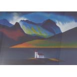 'Fjord' Peter Goodfellow limited edition coloured print, No. 270/495, signed in pencil in a glazed
