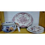 A collection of Staffordshire ware to include a Crown Ducal 'Bristol' patterned floral ashet, a