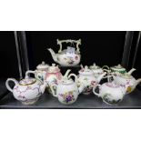 A collection of ten 20th century reproduction porcelain teapots to include Furstenburg, Hochst,