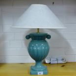 A green glazed table lamp base