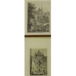 Axel Herman Haig (1835-1921) Companion pair of Continental Town Scene etchings, one signed in pencil