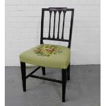 Mahogany spar back side chair with tapestry seat and tapering supports, 87 x 48cm