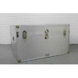 A contemporary metal covered storage chest / trunk, 58 x 103 cm