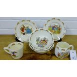 A collection of Royal Doulton Bunnykins pottery to include two plates, three bowls and two cups (7)