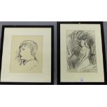 Donald Bain (1904-1979) Charcoal sketch of a nude, monogrammed and dated 1947, bottom left, has a