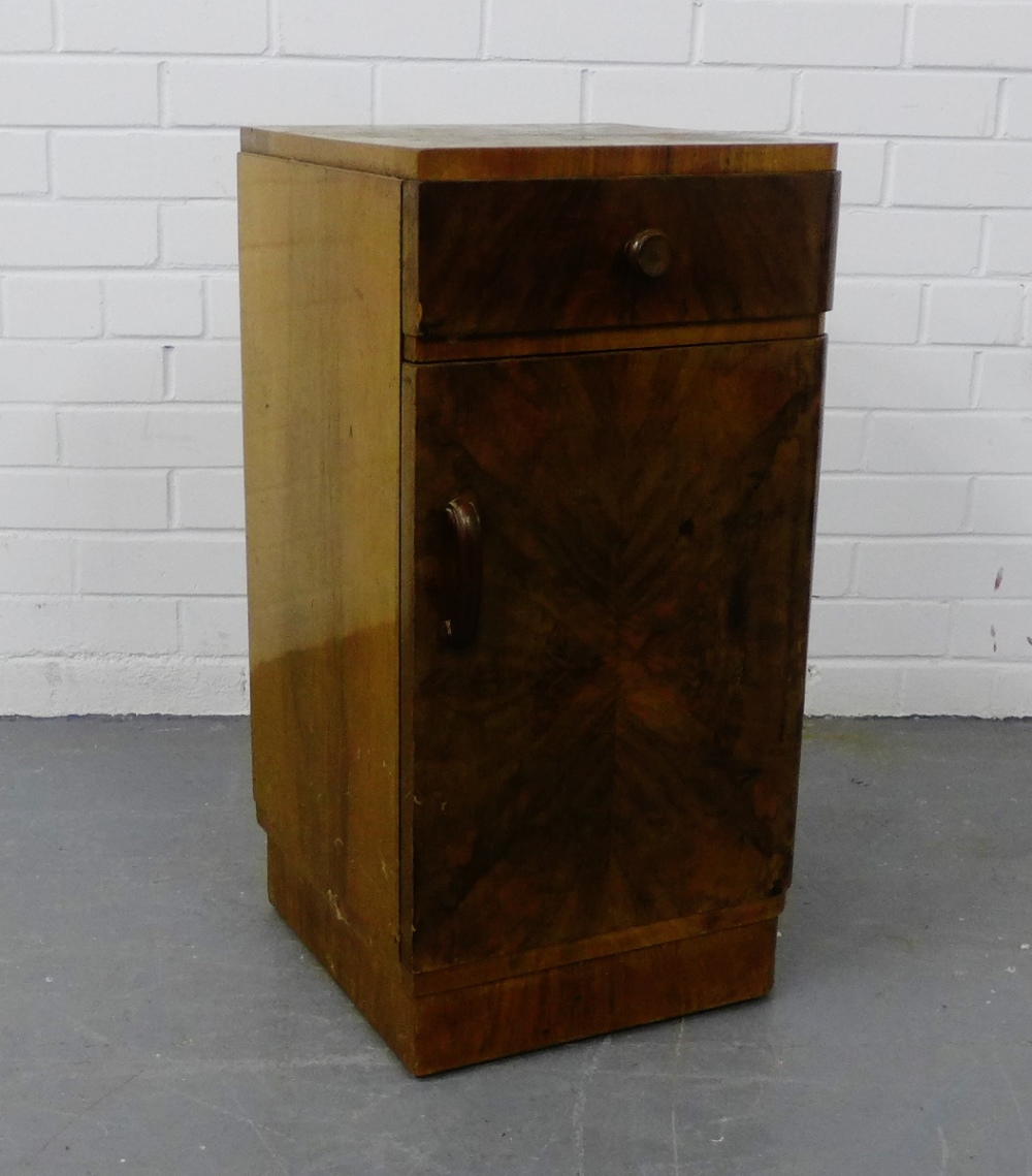 An Art Deco burr wood bedside cabinet 70 x 36 cm